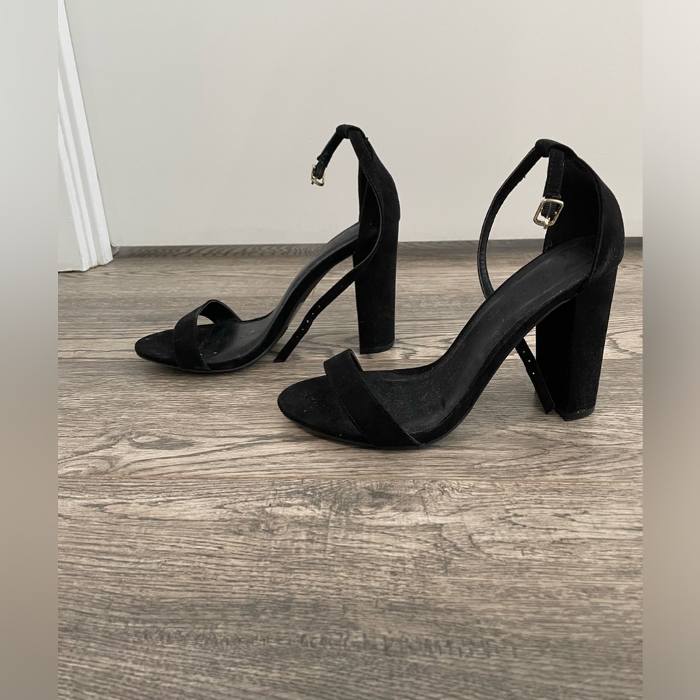 Black Suede 4” Block Heels - size 7.5